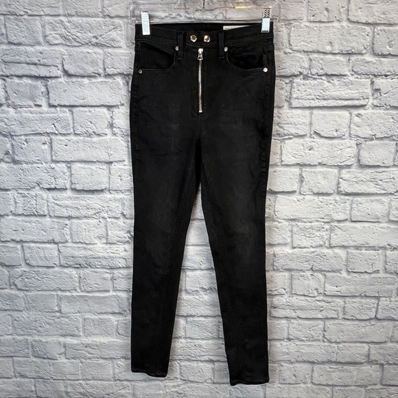 Rag & Bone Women Black Ash Coated Baxter Denim Stretch Jeans Size 26X26 (24X26)‎ - Picture 2 of 15